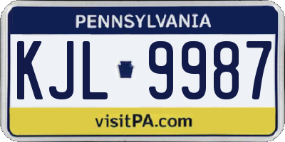 PA license plate KJL9987