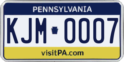 PA license plate KJM0007