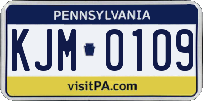 PA license plate KJM0109