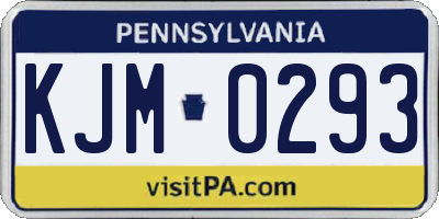 PA license plate KJM0293