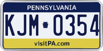 PA license plate KJM0354