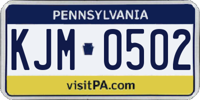 PA license plate KJM0502