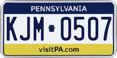 PA license plate KJM0507