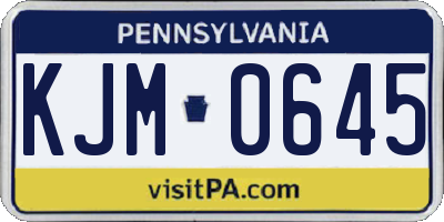 PA license plate KJM0645
