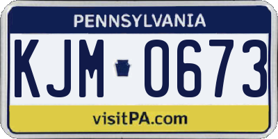 PA license plate KJM0673