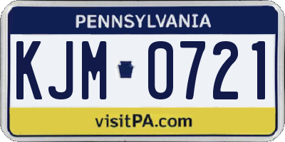 PA license plate KJM0721