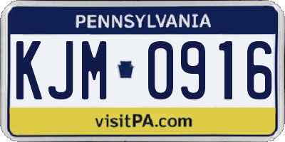 PA license plate KJM0916