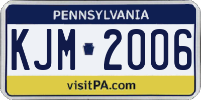 PA license plate KJM2006