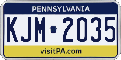 PA license plate KJM2035