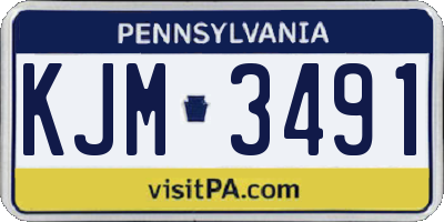 PA license plate KJM3491