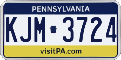 PA license plate KJM3724