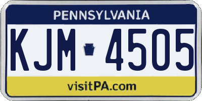 PA license plate KJM4505