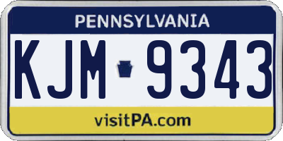 PA license plate KJM9343