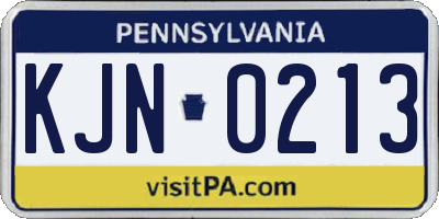 PA license plate KJN0213