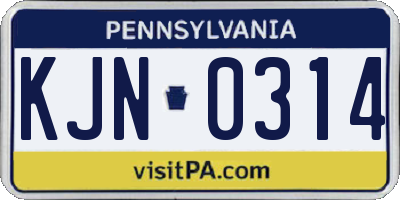 PA license plate KJN0314
