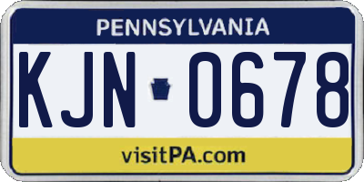 PA license plate KJN0678