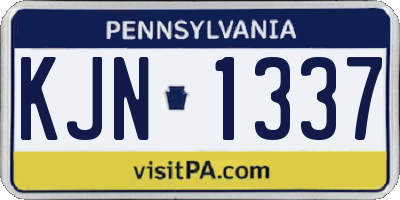 PA license plate KJN1337