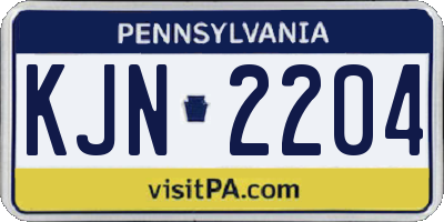 PA license plate KJN2204