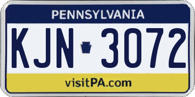 PA license plate KJN3072