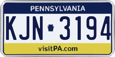 PA license plate KJN3194