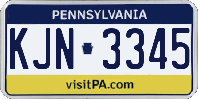 PA license plate KJN3345