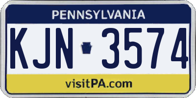 PA license plate KJN3574