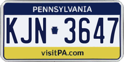 PA license plate KJN3647