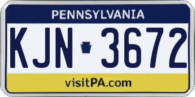 PA license plate KJN3672