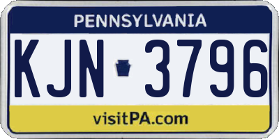 PA license plate KJN3796