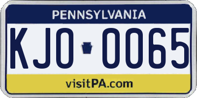 PA license plate KJO0065