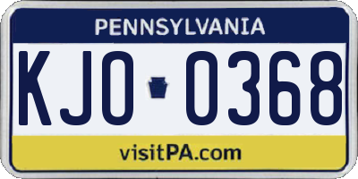 PA license plate KJO0368