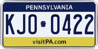 PA license plate KJO0422