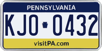 PA license plate KJO0432