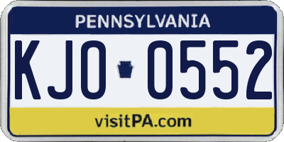 PA license plate KJO0552