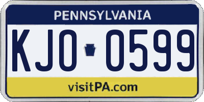 PA license plate KJO0599