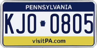 PA license plate KJO0805