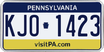 PA license plate KJO1423