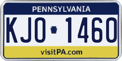 PA license plate KJO1460
