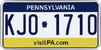 PA license plate KJO1710