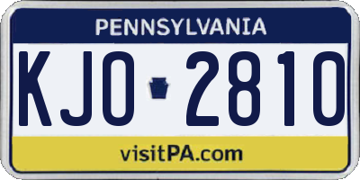 PA license plate KJO2810