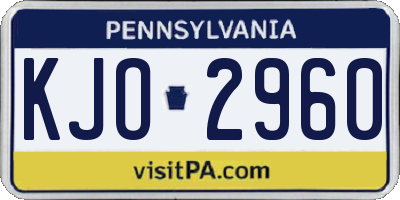 PA license plate KJO2960