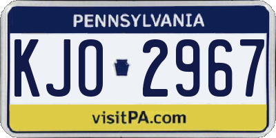 PA license plate KJO2967