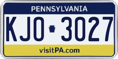 PA license plate KJO3027