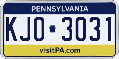 PA license plate KJO3031