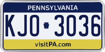 PA license plate KJO3036