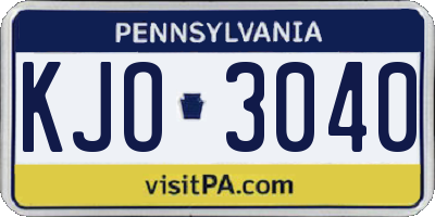 PA license plate KJO3040