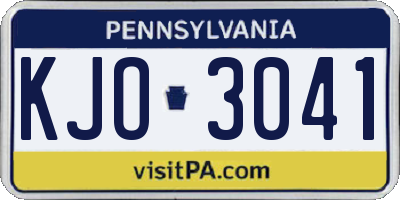 PA license plate KJO3041