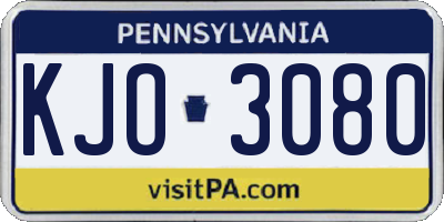 PA license plate KJO3080