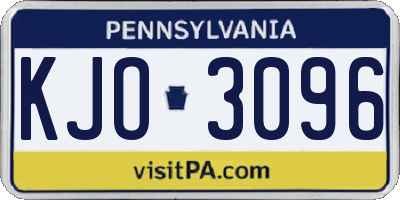 PA license plate KJO3096