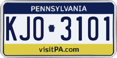 PA license plate KJO3101